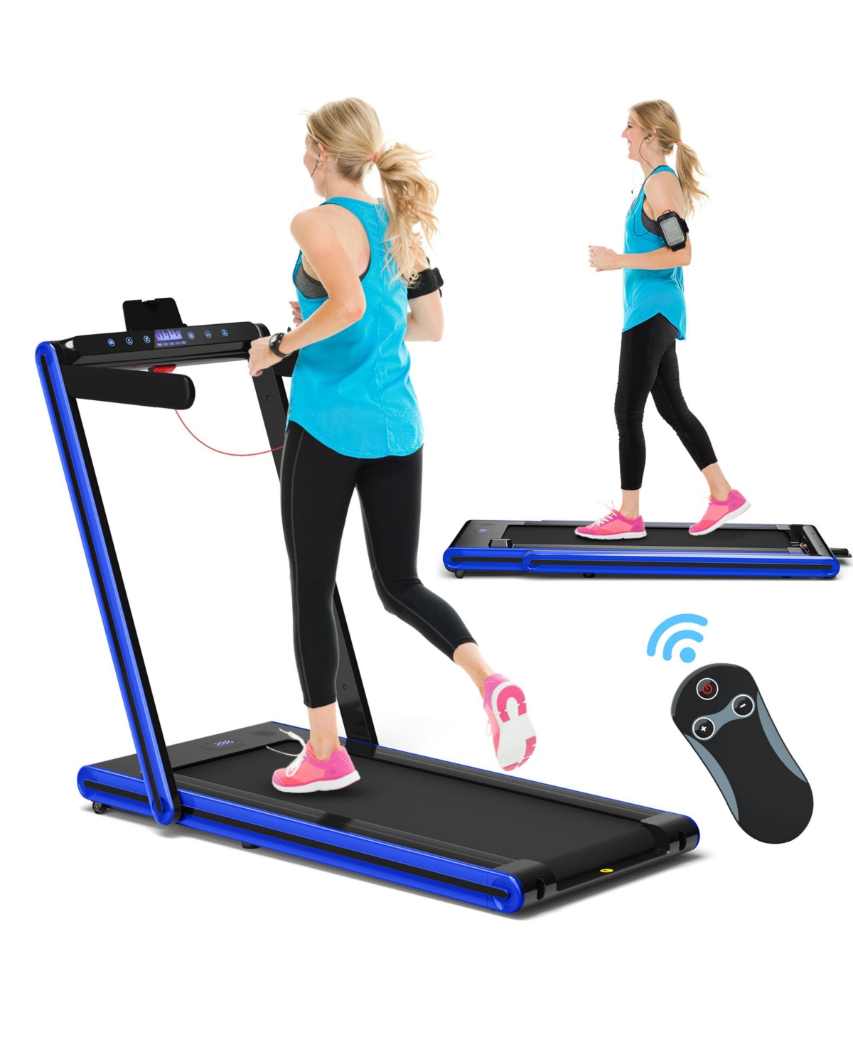 2.25HP Folding Treadmill 2-in-1 Walking Running Machine w/ App & Remote Control - Silver