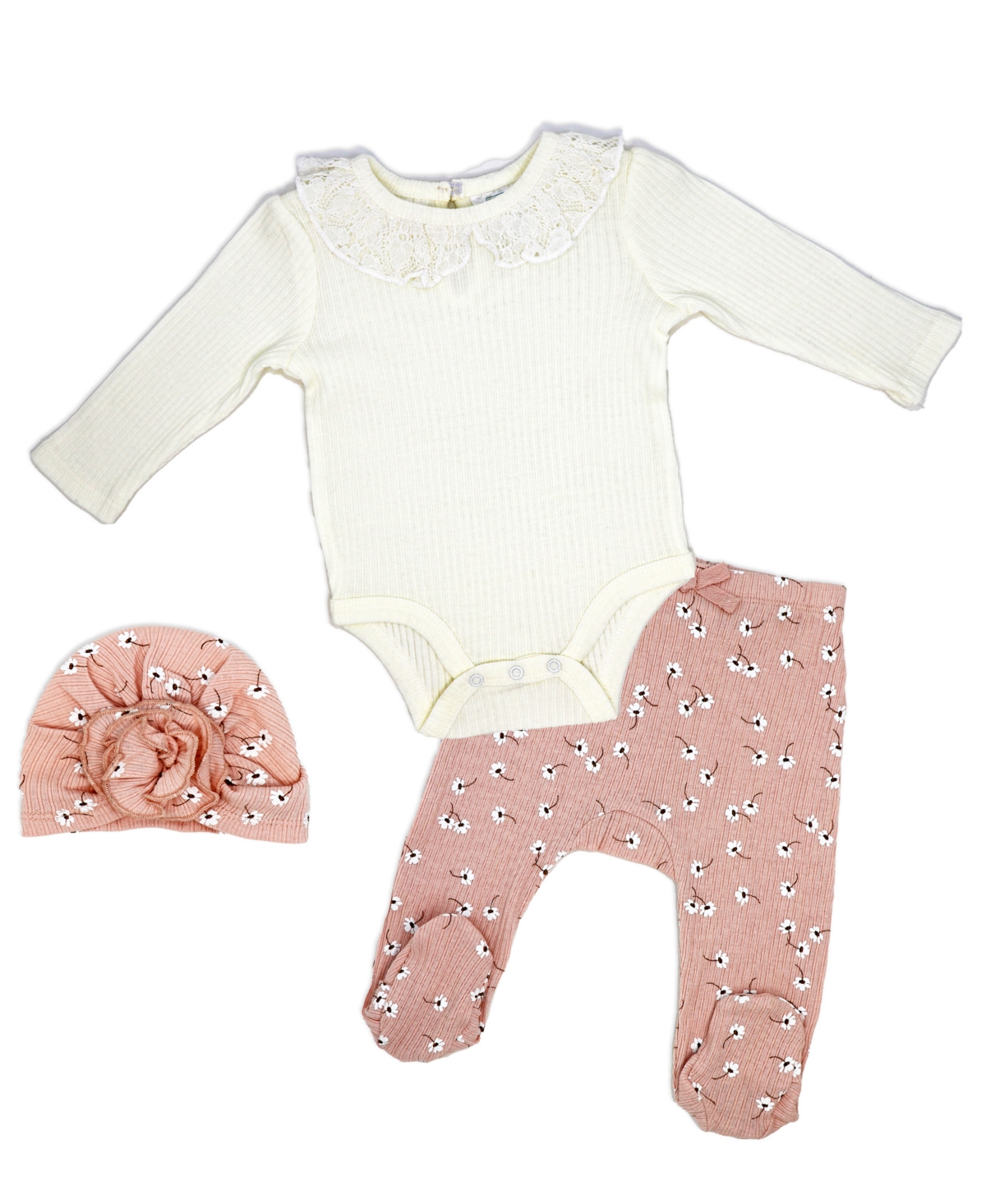 BABY MODE BABY GIRLS TAKE ME HOME FOOTED LAYETTE, 3-PIECE SET 