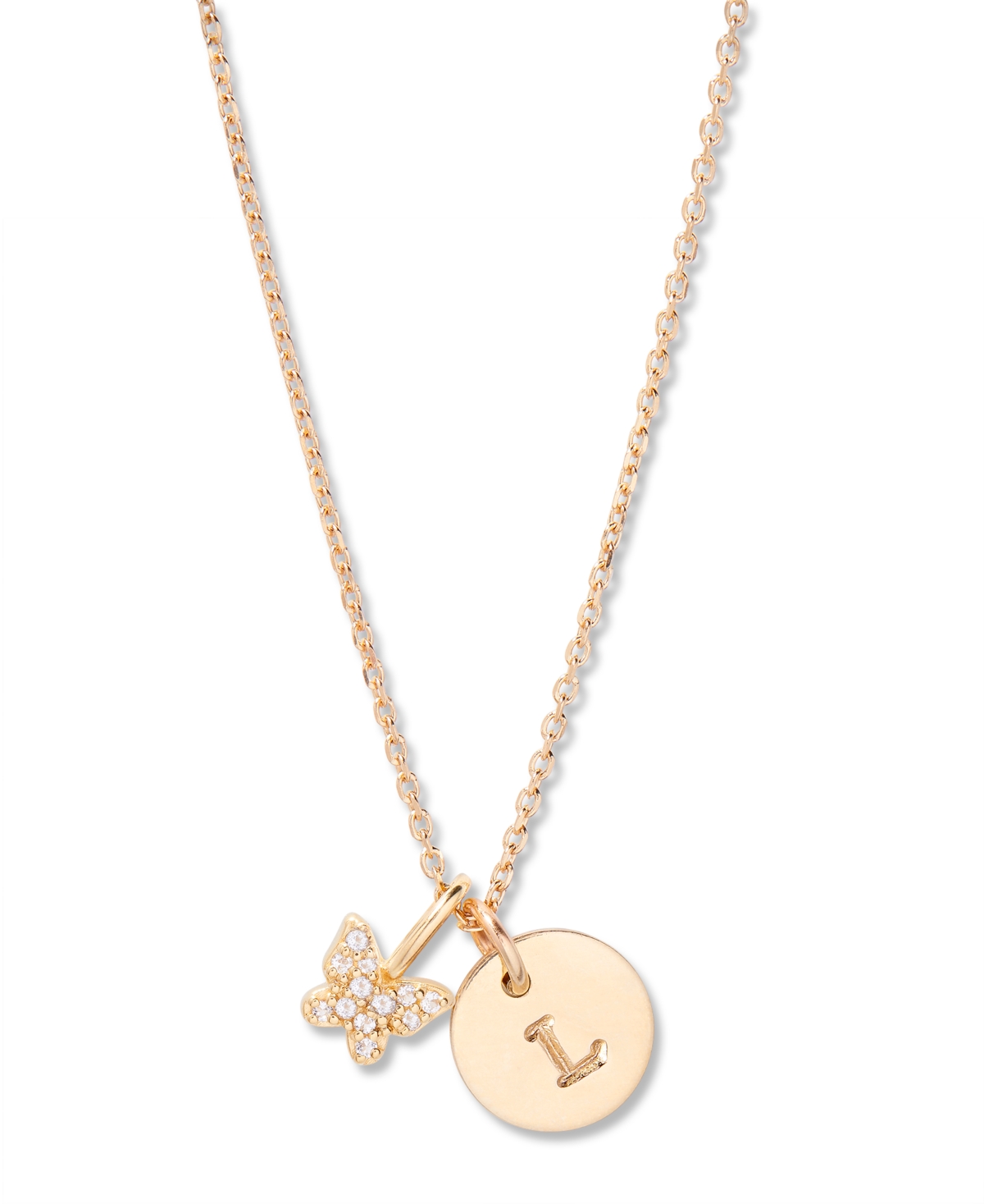 Brook & York Adeline Initial Butterfly Necklace In Letter L