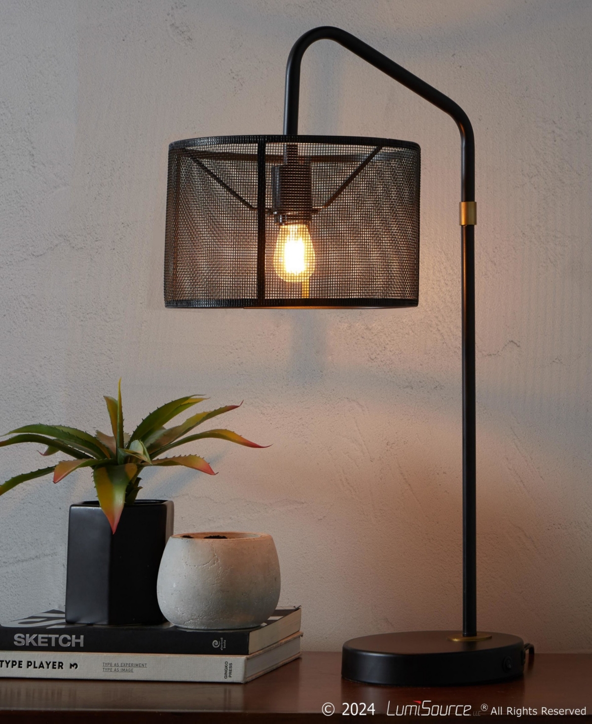 Lumisource Mod Mesh 27" Contemporary Table Lamp, Set Of 2 In Black