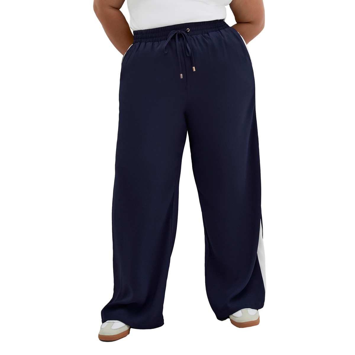 Plus Size Lilia Pant - Navy/white stripe