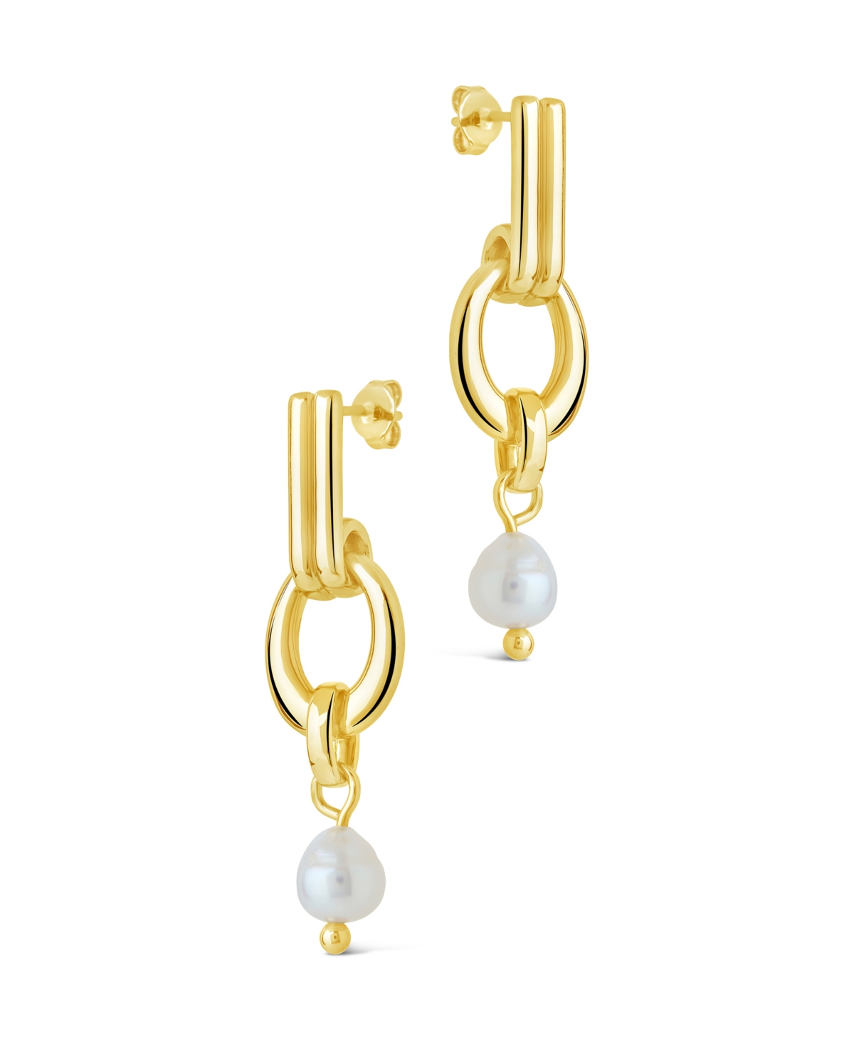 Sterling Forever Giselle Freshwater Pearl Door Knocker Drop Earrings In Gold