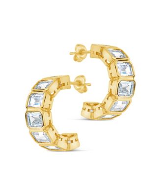 Nyssa Bezel Cubic Zirconia Station Hoop Earrings