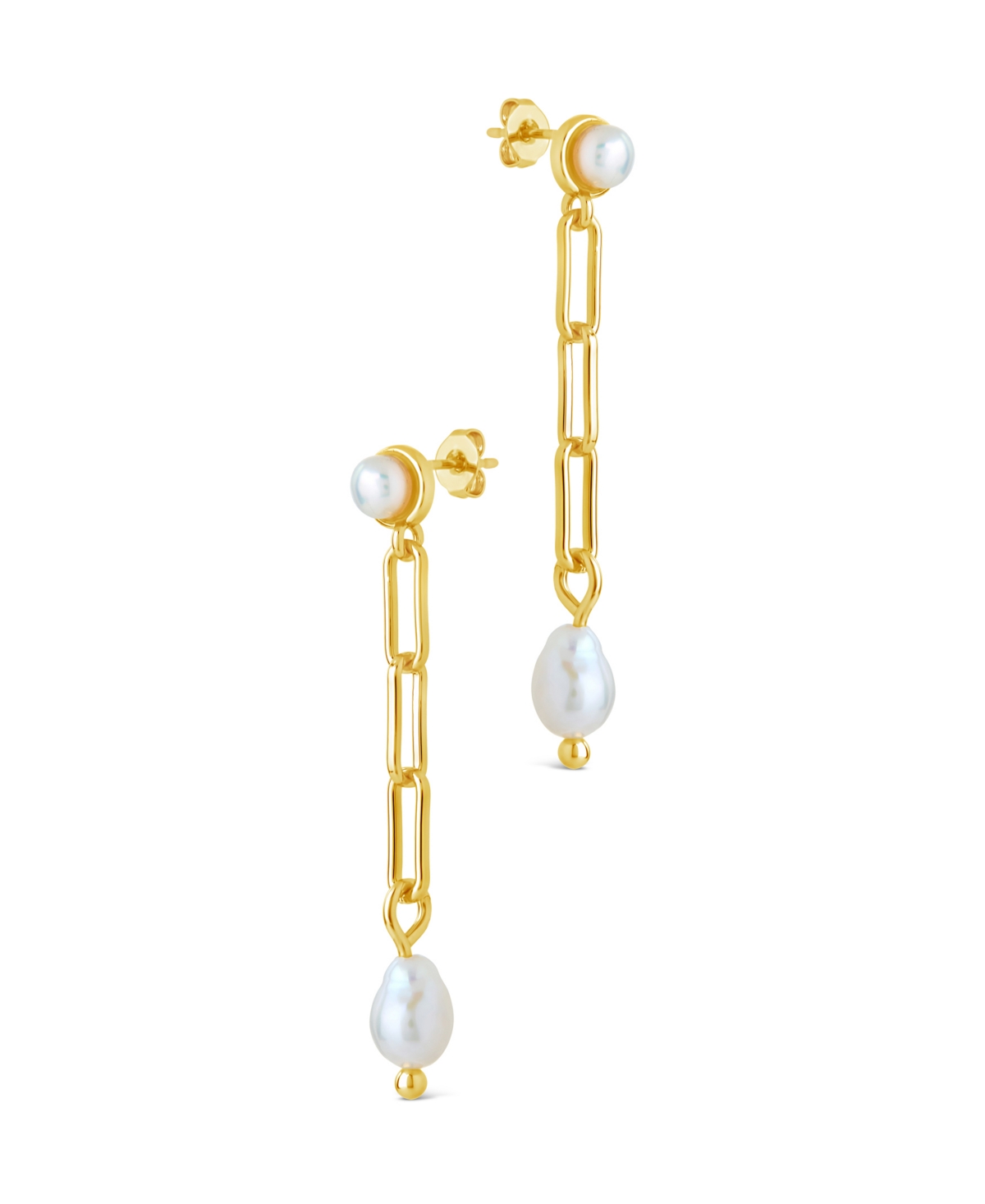 Sterling Forever Fayelynn Mother Of Pearl Chain Drop Earrings In Gold