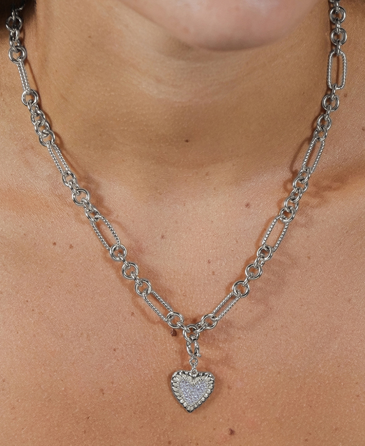 Sterling Forever Cubic Zirconia Heart Shield Charms In Silver