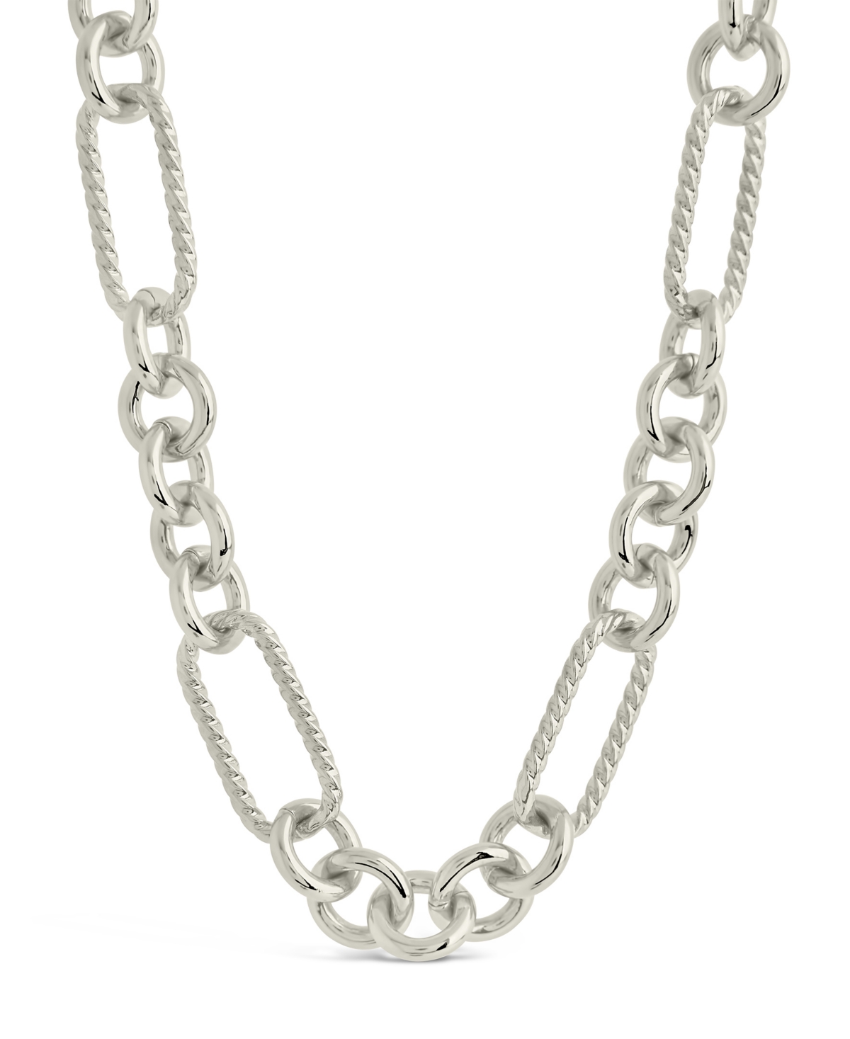 Sterling Forever Tegan Textured Long Link Necklace In Silver