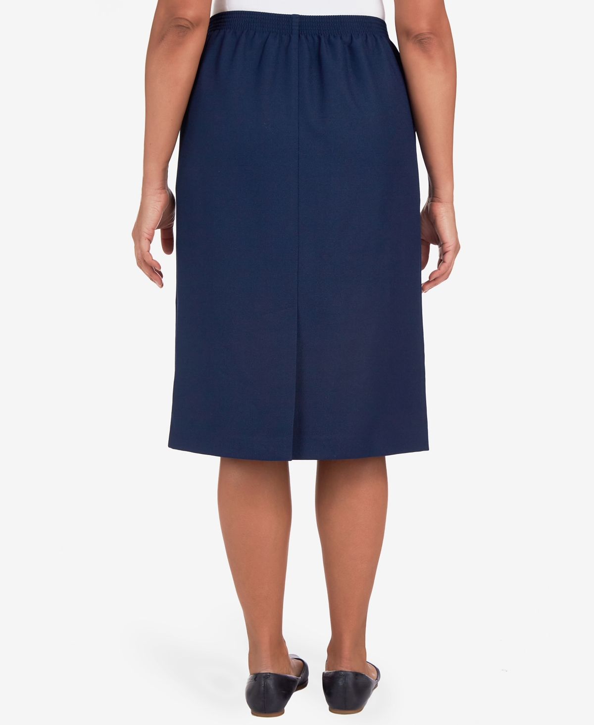 Alfred Dunner Petite Cinch Waist Midi Skirt with Slant Pockets