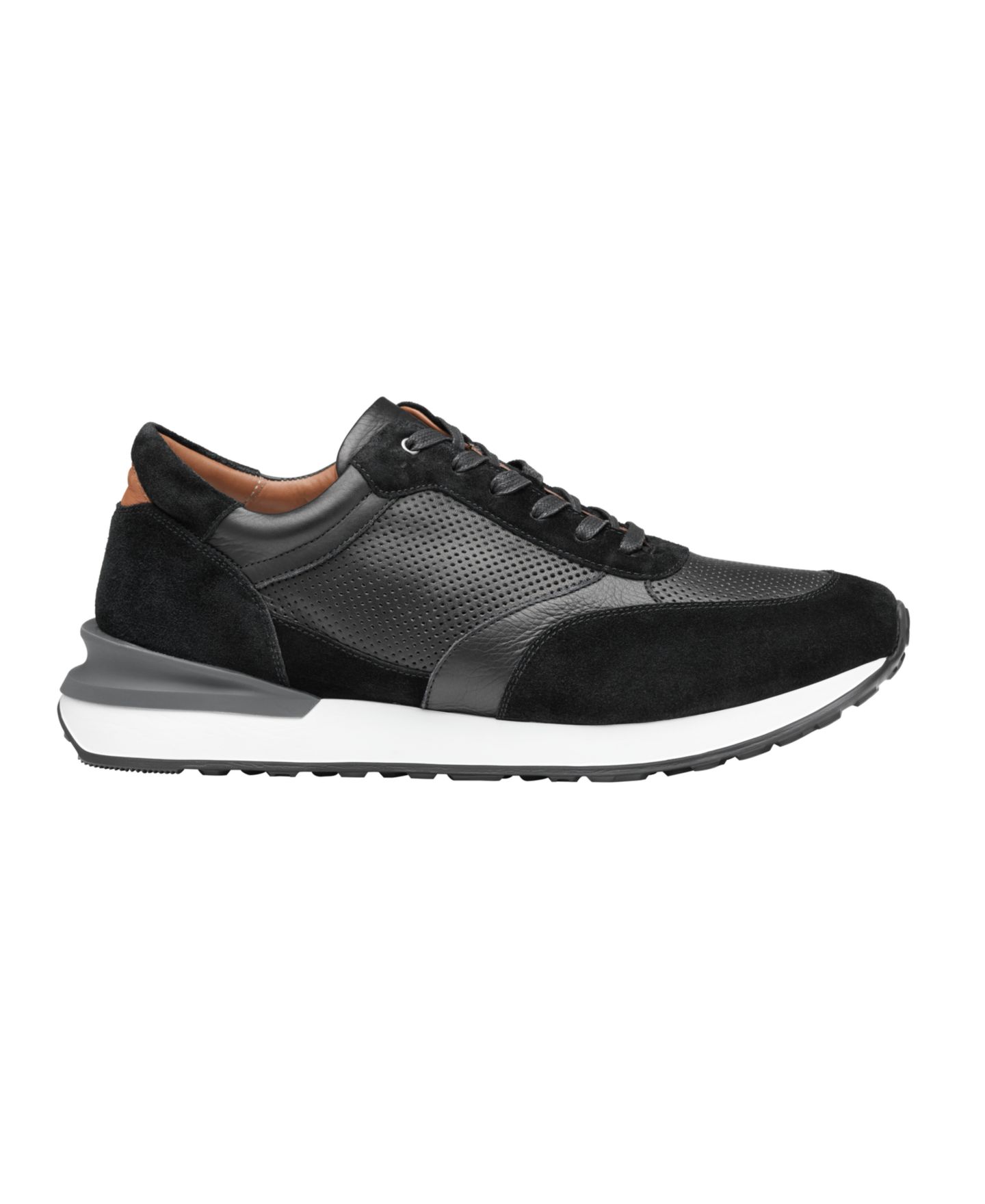 Мужские кроссовки Johnston & Murphy Briggs Perfed Lace-Up, цвет: Чёрный / Серый — фото 2