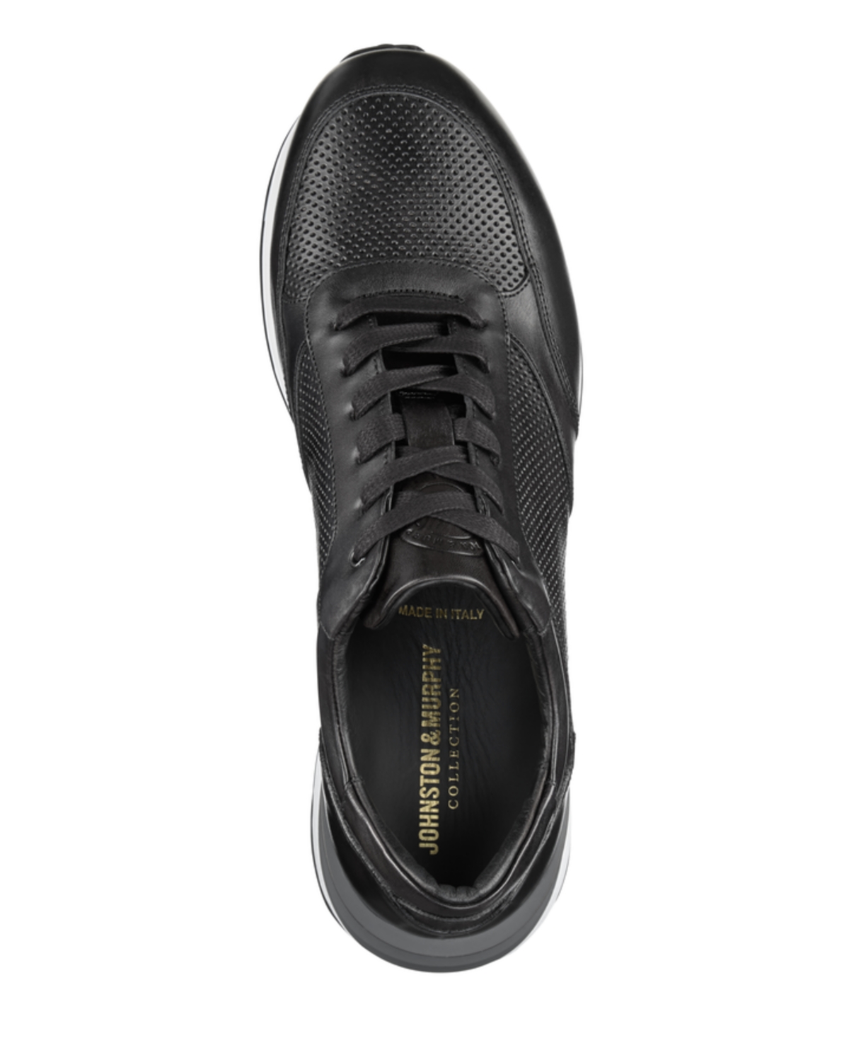 Johnston & Murphy Men's Briggs Lace Up Jogger Sneaker In Black Italian Leather
