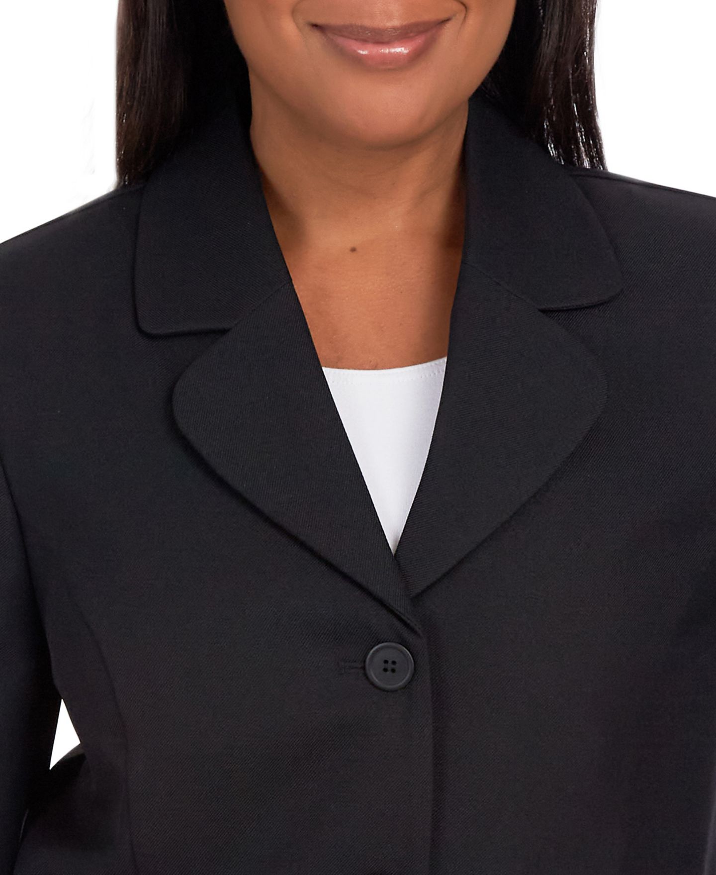 Женская куртка Alfred Dunner Petite Classic Fitted Blazer, цвет: Чёрный — фото 5