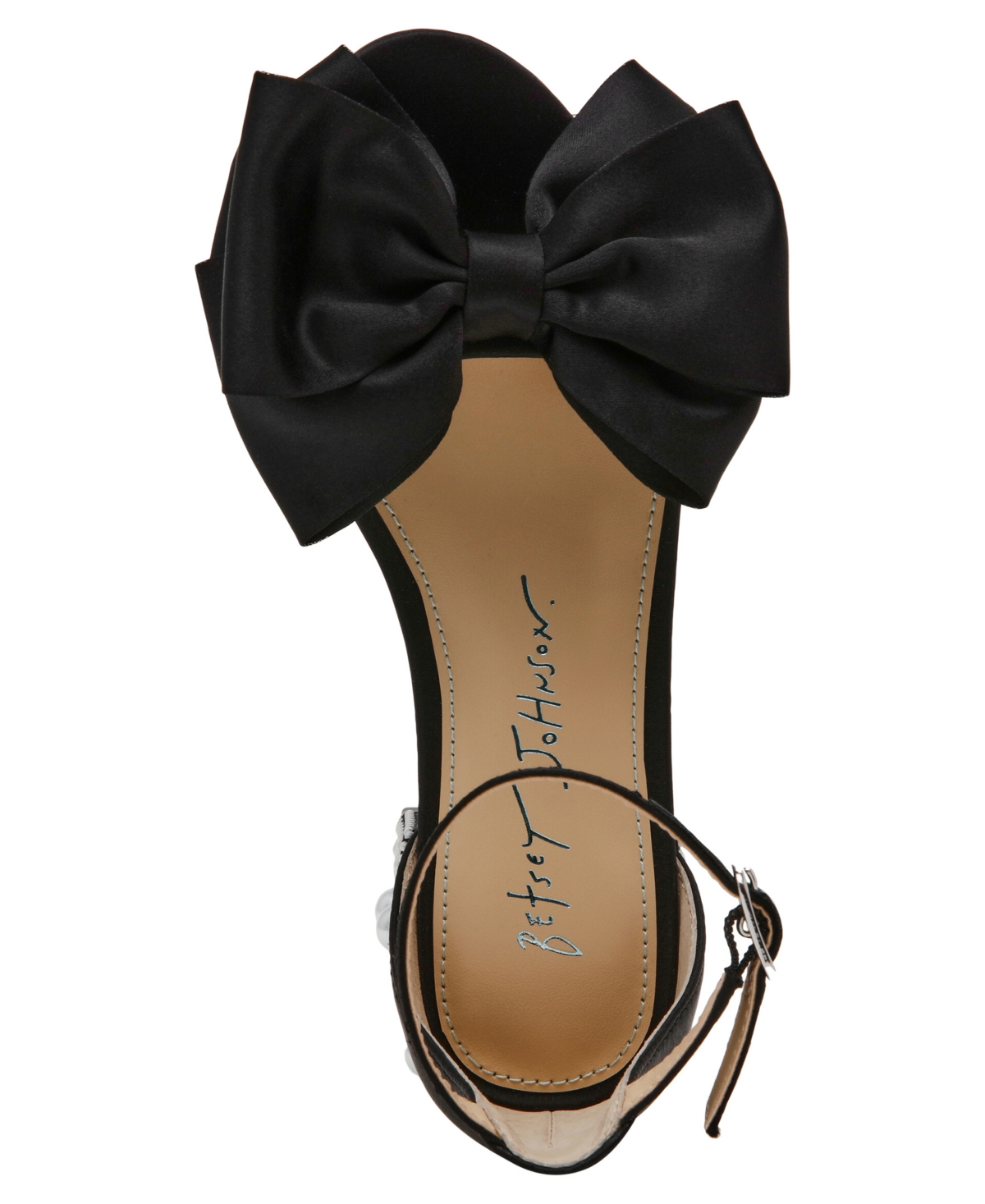 Betsey Johnson Little And Big Girls Maddy Rhinestone Heeled Sandals With Bow In Black