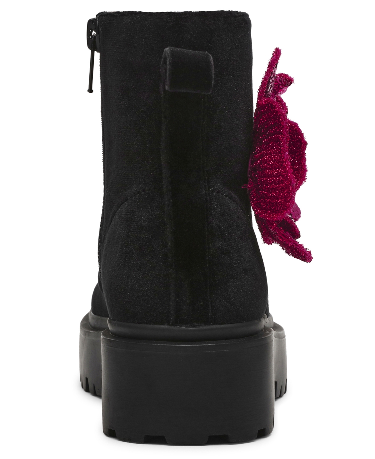 Betsey Johnson Little And Big Girls Piper Velvet Lugsole Boot In Black Multi