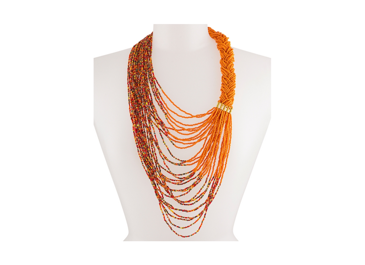 Makandi Braided Necklace - Sahara red
