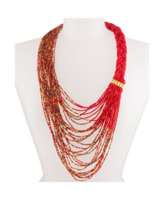 Kendi Amani Makandi Braided Necklace - Sahara red