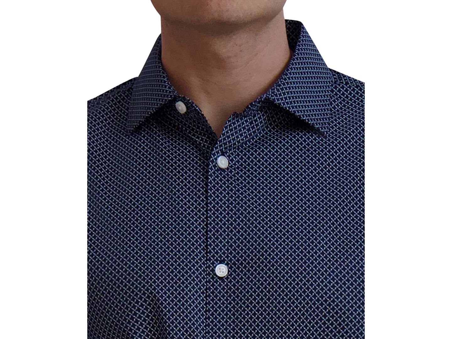 Мужская рубашка KARL LAGERFELD PARIS Slim-Fit Geo-Print Dress Shirt, цвет: Синий — фото 4