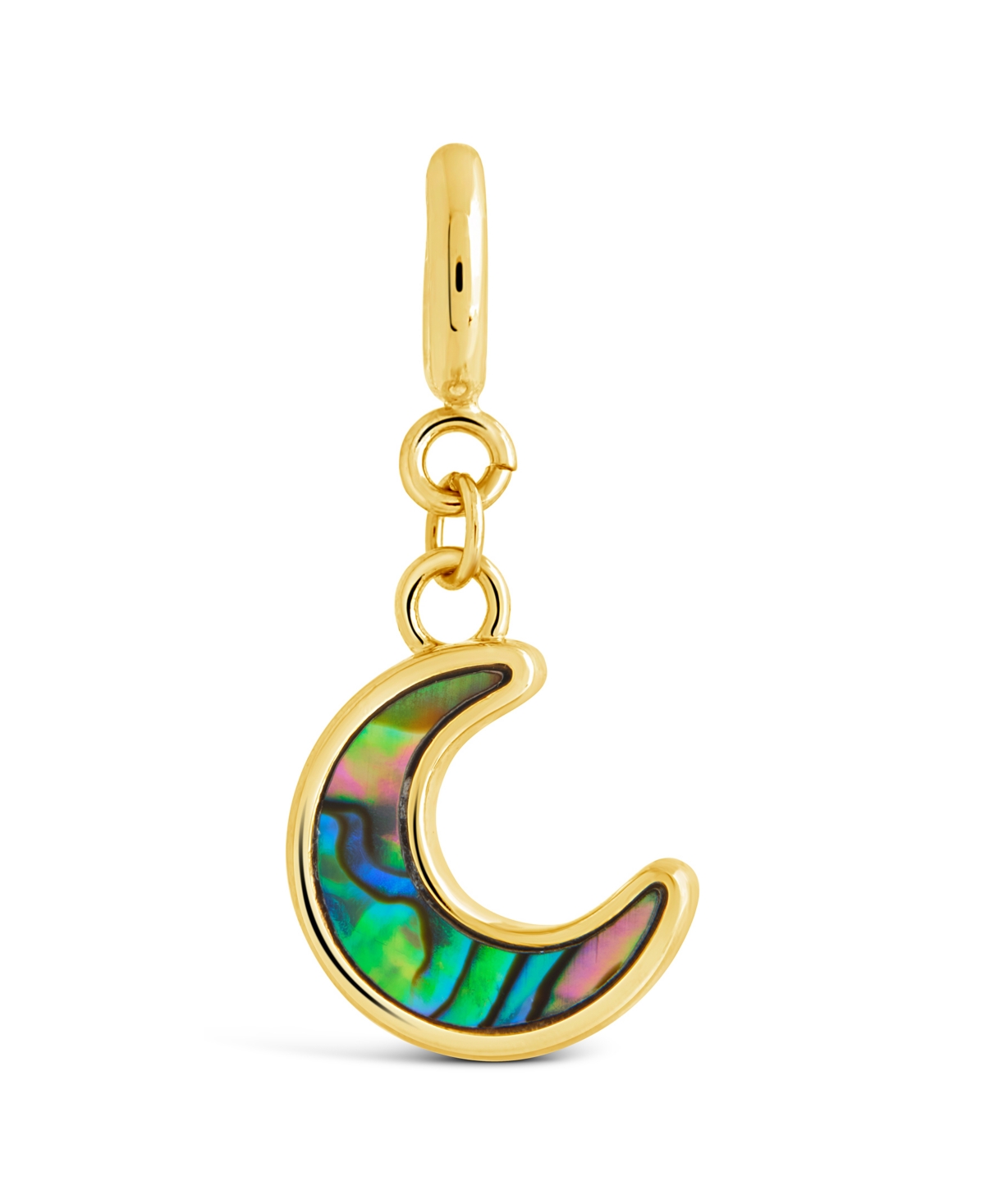 Sterling Forever Blue Moon Abalone Crescent Moon Charm In 14k Gold Plated In Gold