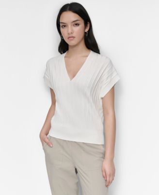 Women's Ribbed Short-Sleeve Sweater
