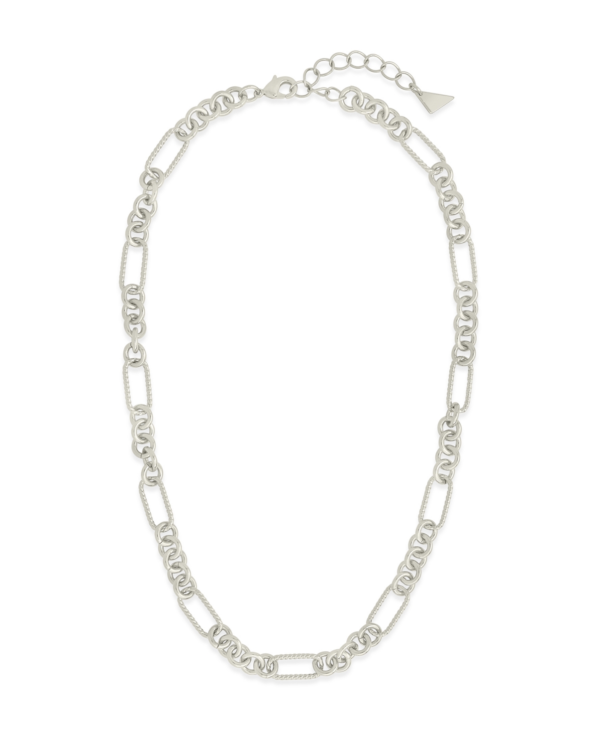 Sterling Forever Tegan Textured Long Link Necklace In Silver