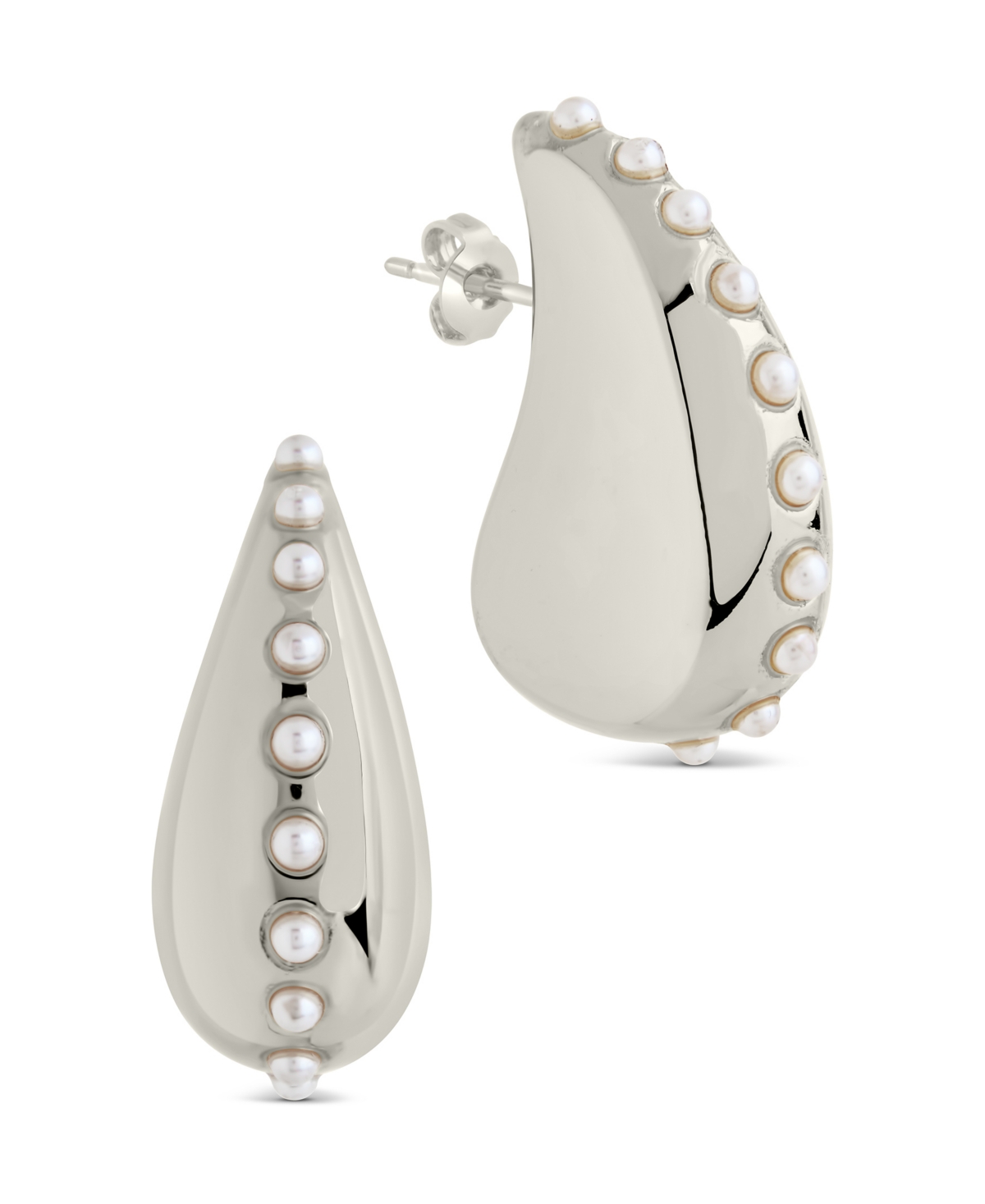 Sterling Forever Raze Mother Of Pearl Studded Drop Earrings In Silver