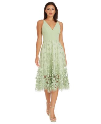 Dress the Population - Plunging Neck Fit & Flare Dress