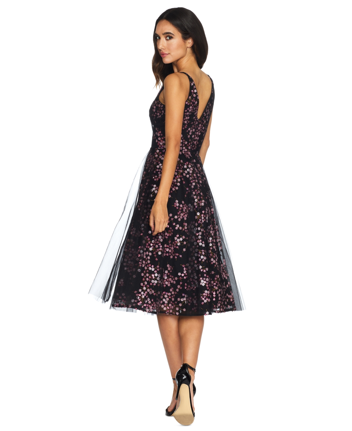 DRESS THE POPULATION WOMEN'S COURTNEY PLUNGING-NECK SEQUINNED DRESS 