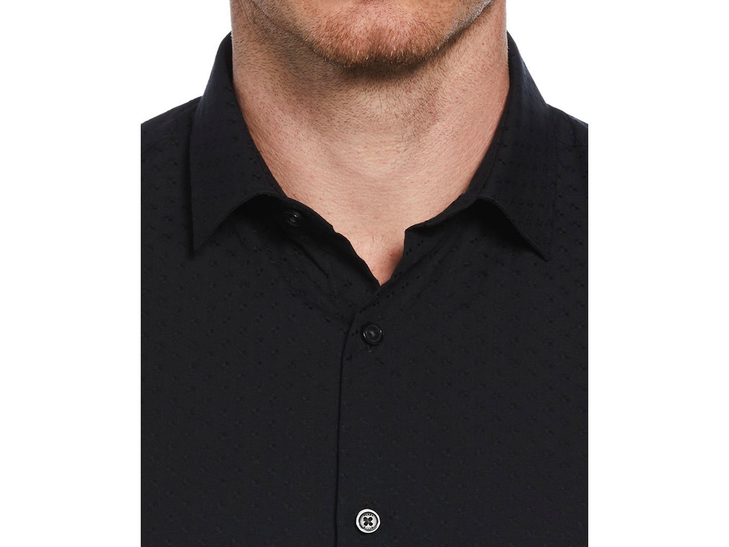 Мужская рубашка Perry Ellis Dobby-Weave, цвет: Чёрный — фото 3