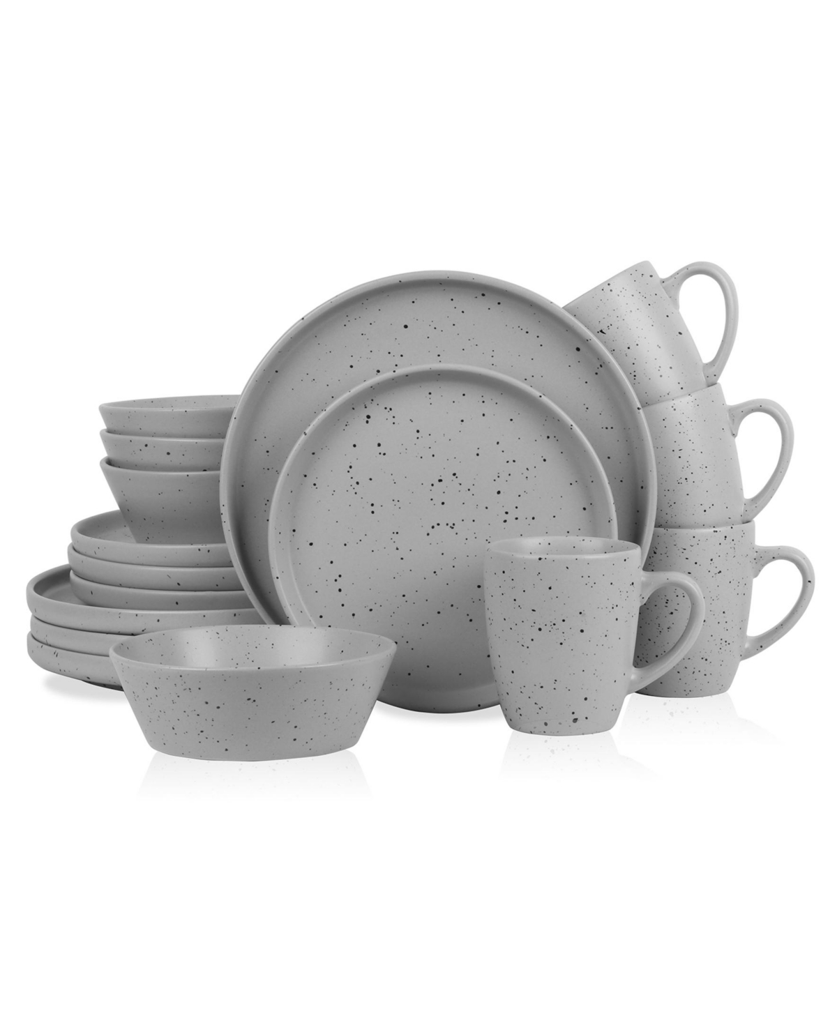 Jade 16 Pc. Dinnerware Set, Service for 4 - Light Gray