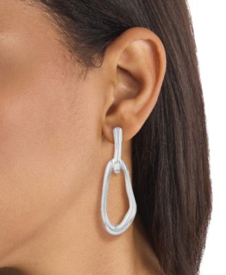 Silver-Tone CK Statement Links Drop Earrings