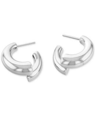 Silver-Tone CK Spiral Curve Drop Earrings