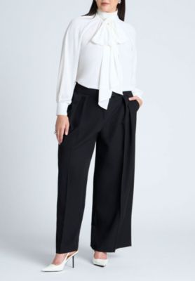 Women's Dramatic Neck-Tie Blouse