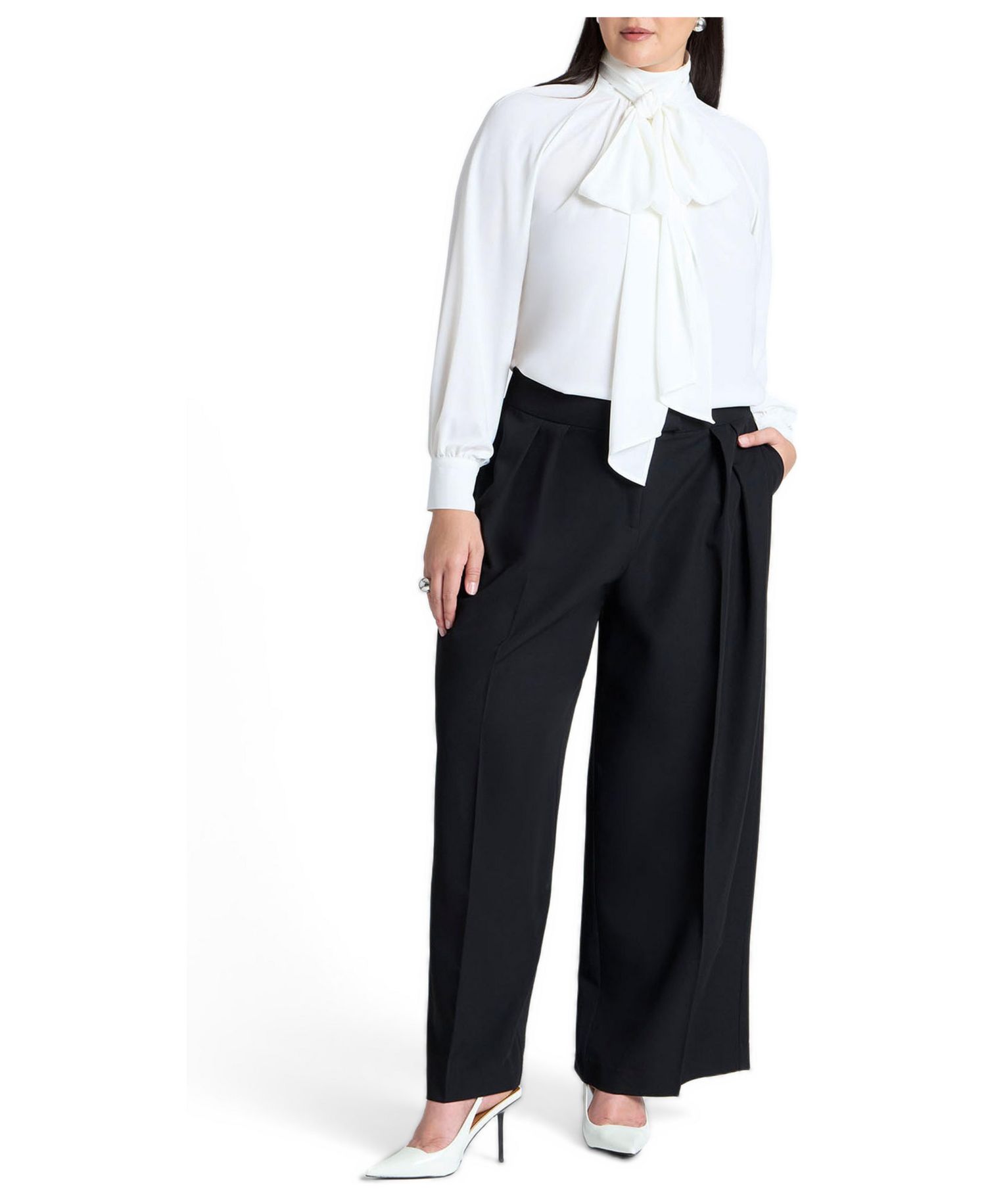 Women's Dramatic Neck-Tie Blouse