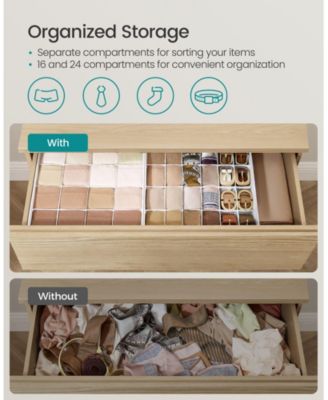 Set of 4 Closet Organizers for Underwear with 80 Cells for Drawer Storage