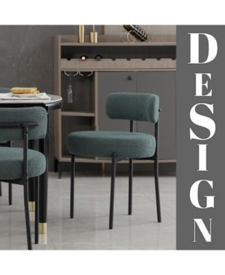  Set of 6 Boucle; Metal Mid-Century Modern Dining Chairs