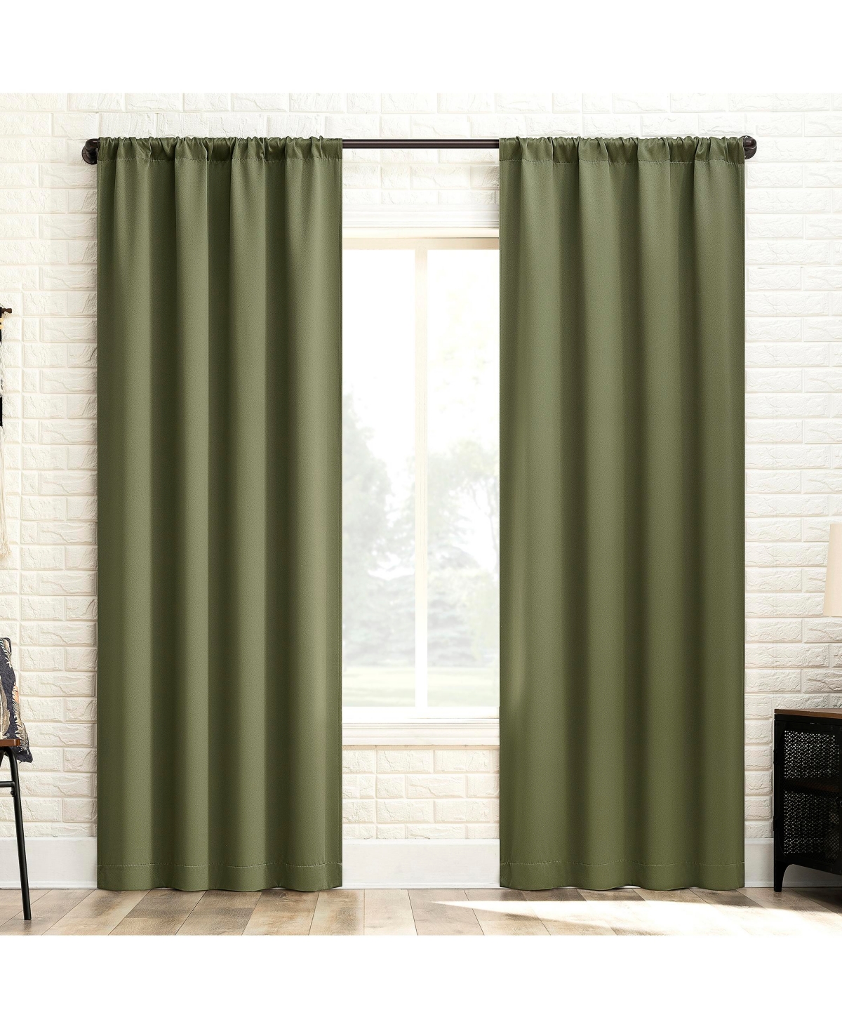 Bergen Theater Grade Extreme 100% Blackout Rod Pocket Curtain Panel - Sage green
