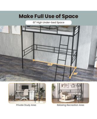 Metal Loft Twin Bed Frame Single High Loft Bed