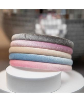 Classic Thin Padded Headband Set - Tan + Purple + Grey