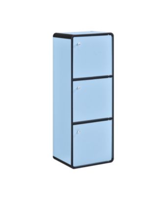 Dothan Wood 3-Cubed Closed Bookcase - Storage Shelf Organizer Bookshelf