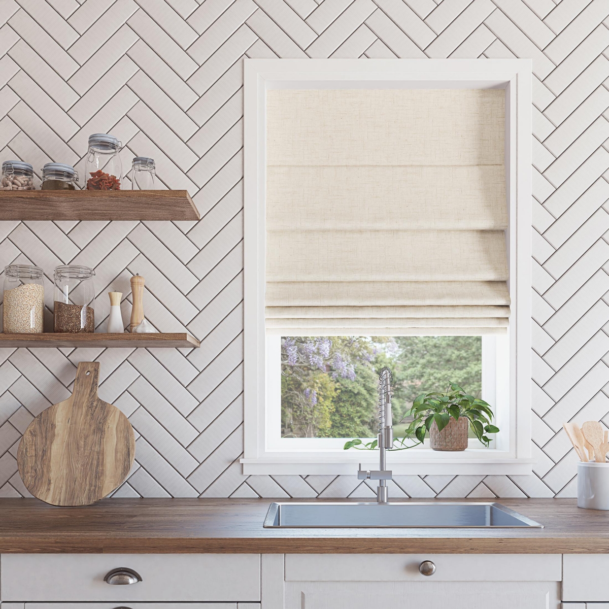 Sun Zero Somerton Textured 100% Blackout Cordless Roman Shade