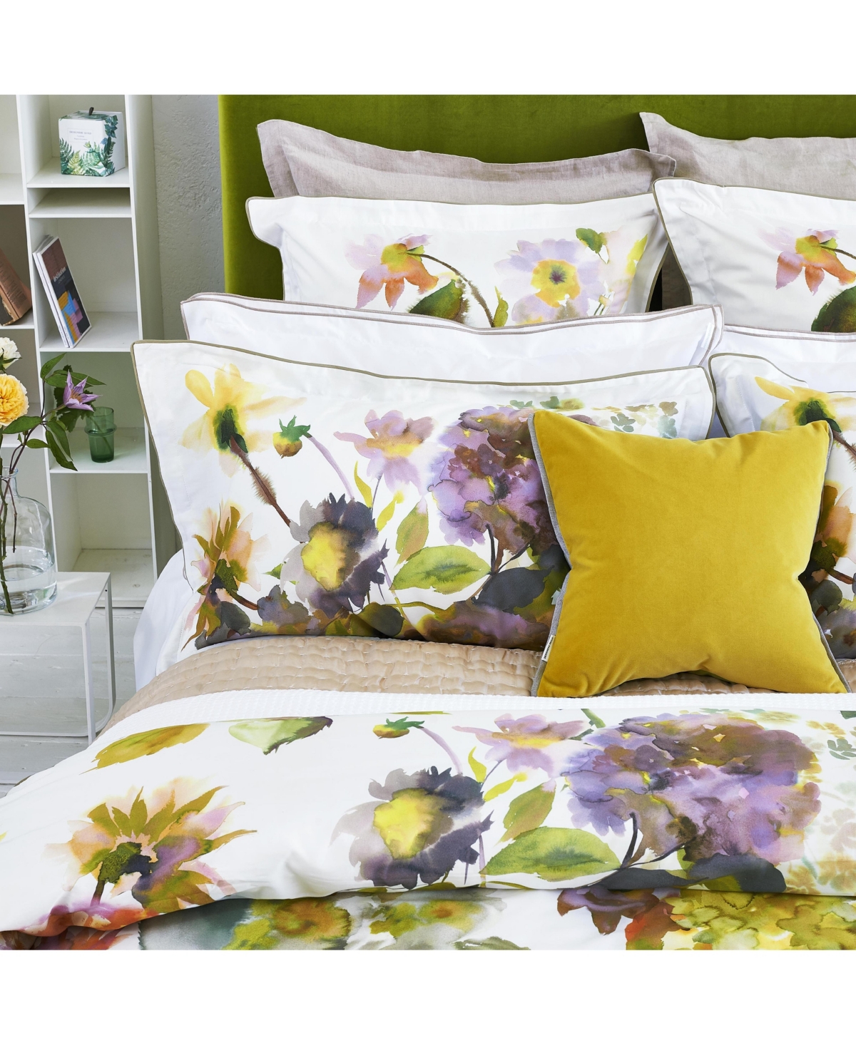 Designers Guild Palace Flower Birch Duvet Cover - orange, green, purple