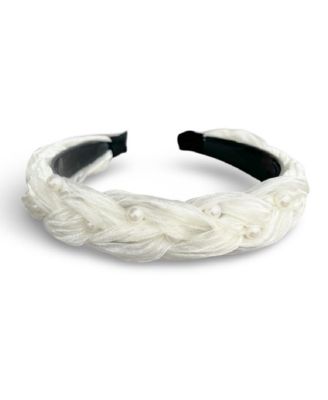 Blushing Braid Headband - White Pearl