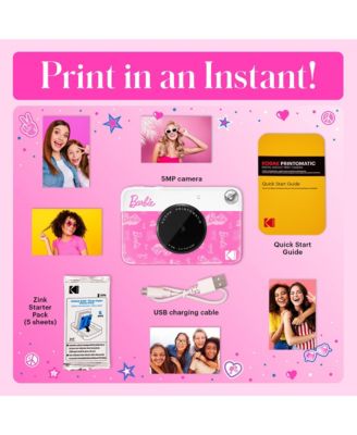 Barbie x Printomatic 2x3 Instant Print Camera, 5MP Portable Instant Camera - Signature Style
