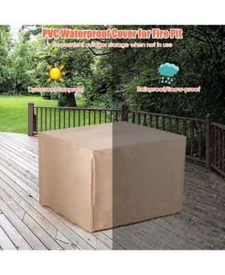 7PCS Patio Rattan Furniture Set 30'' Fire Pit Table Cover Cushion Sofa