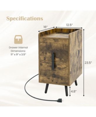 Nightstand Side Tables with 2 Drawers and 2 USB Ports