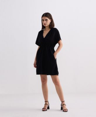 Women's Short gathered Dress in Black