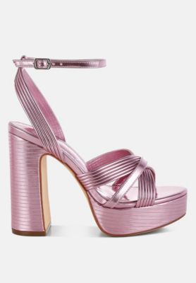 Womens Socialite Metallic Ankle Strap Heel Sandals