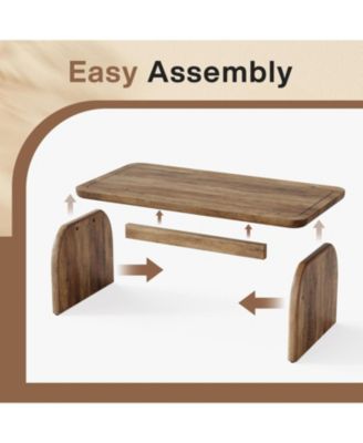 Rectangle Coffee Table, 47-Inch Wood Rectangular Living Room Table, Farmhouse Accent Center Table Low Cocktail Tea Table