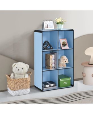 Dothan Wood 6-Cubed Open Bookcase - Storage Shelf Organizer Bookshelf