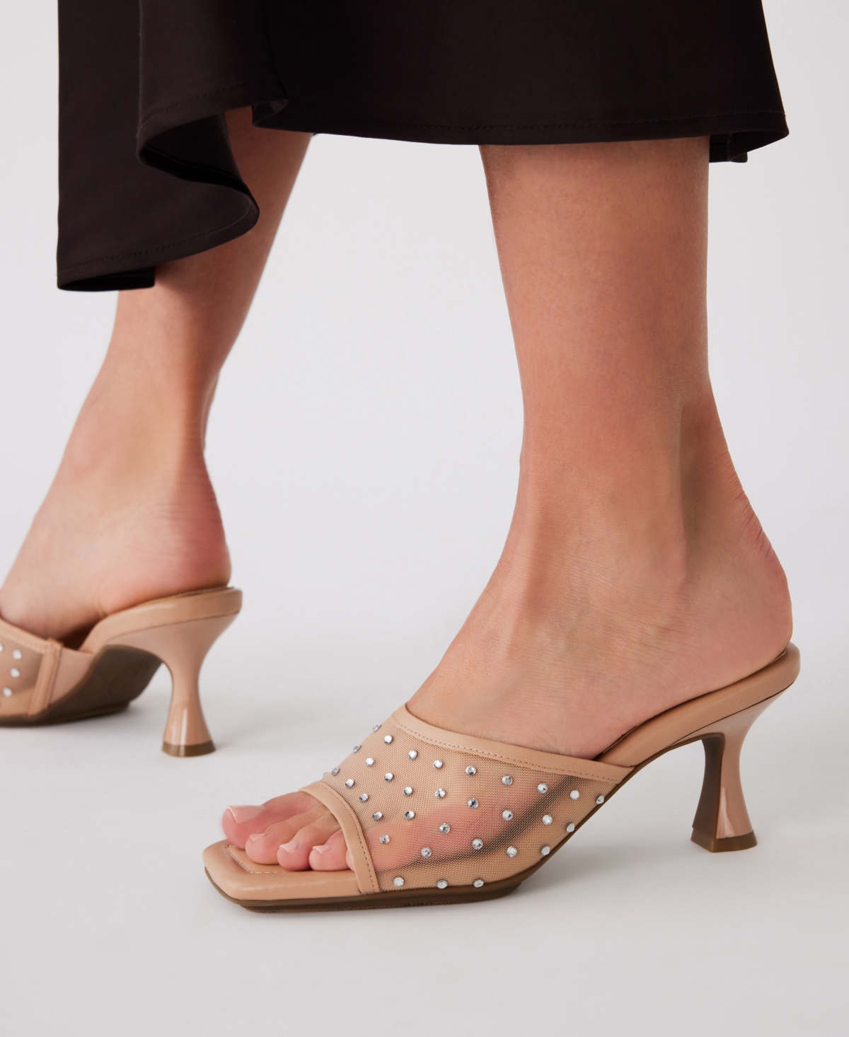 Anne Klein Women's Julie Square Toe Embellished Mule Dress Sandals