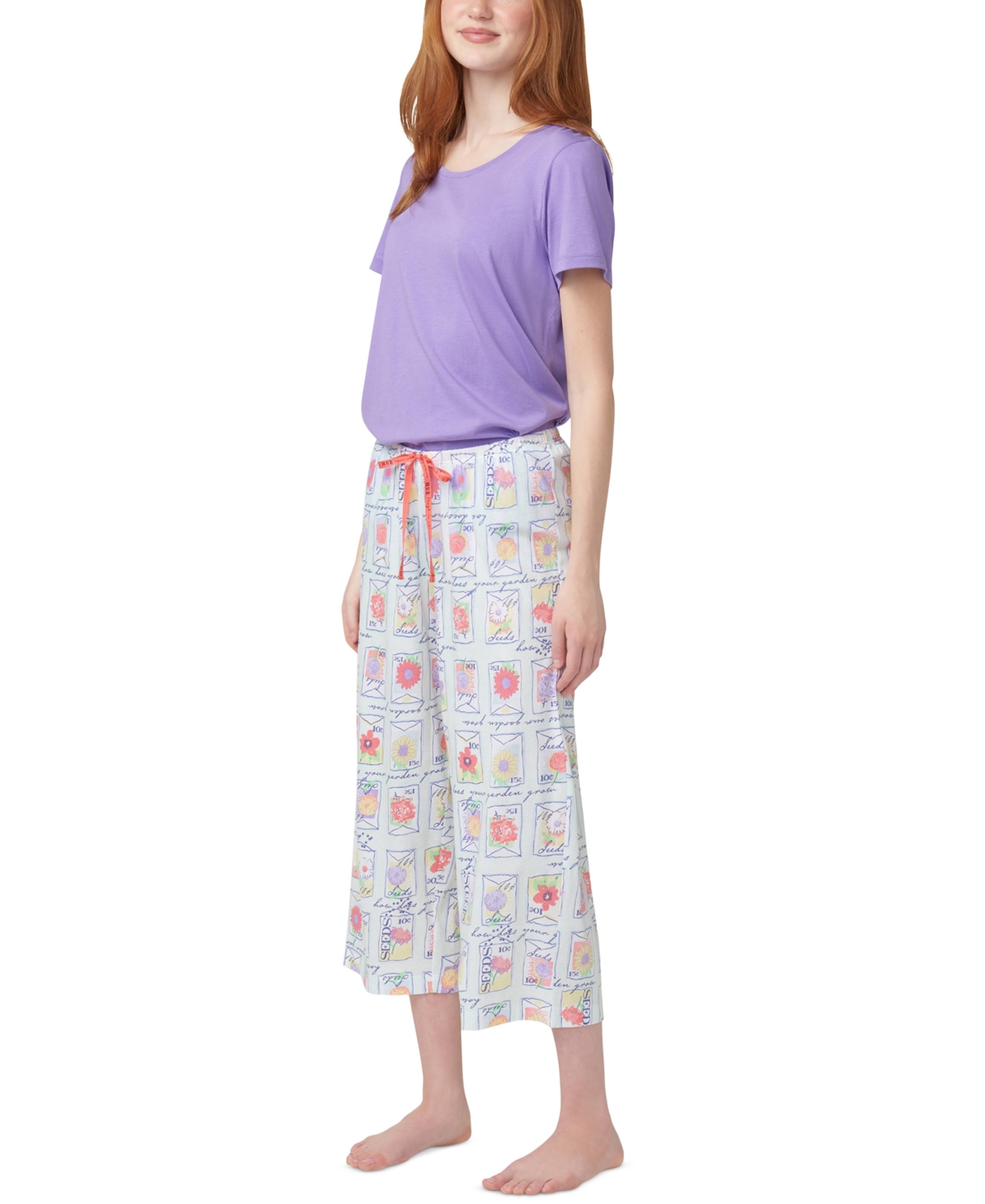 Hue Women's Garden Seeds Capri Pajama Pants In Bright White