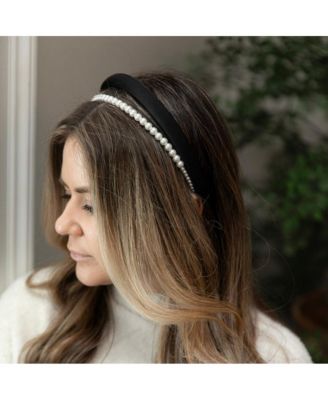 Classic Double Headband Set - Black and Pearl